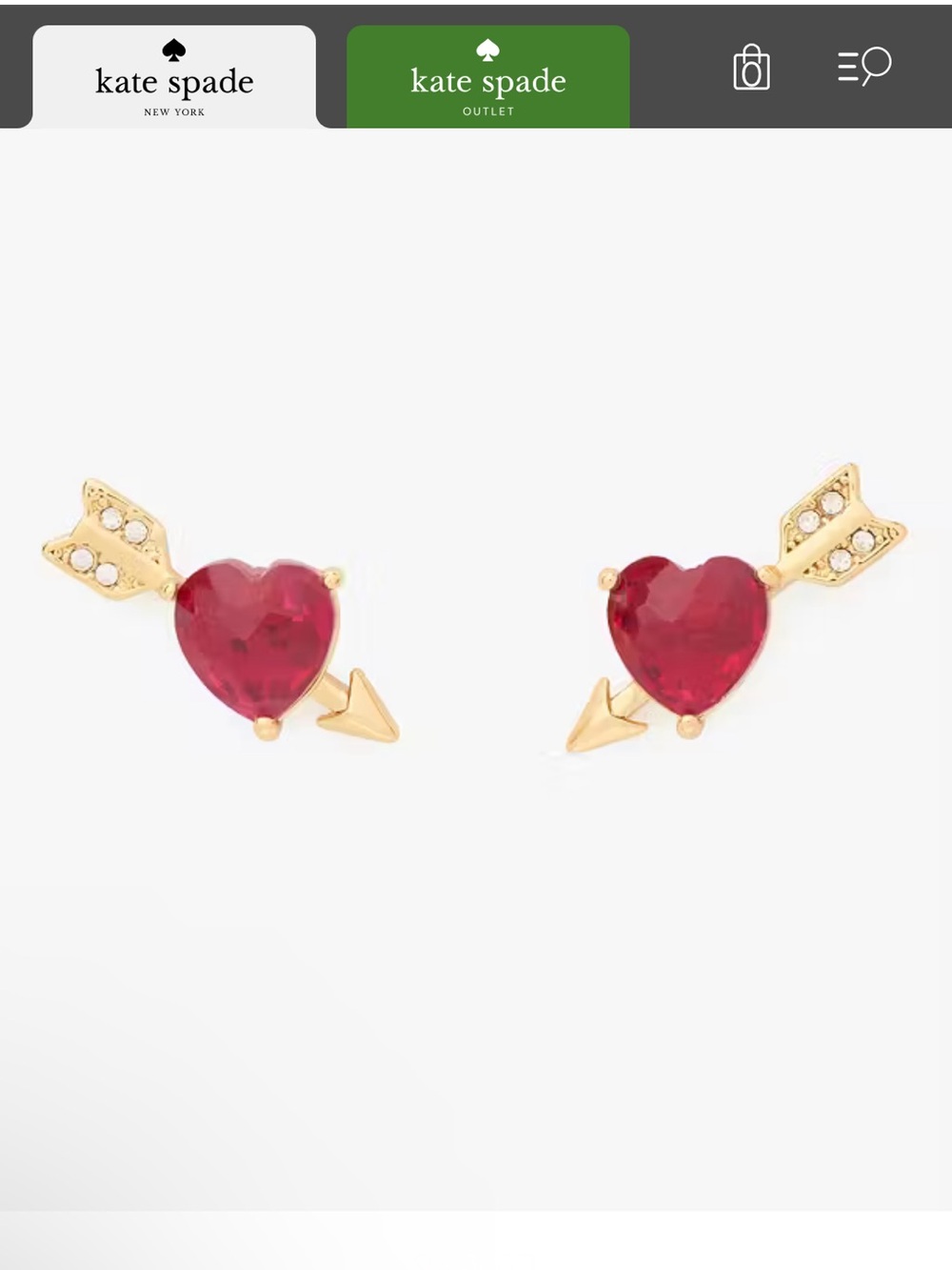 Kate Spade Lovestruck Heart And Arrow Studs